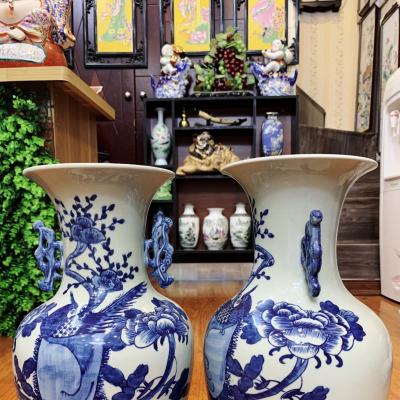Cặp bình tích cổ Chim Trĩ Hoa Phù Dung